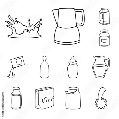 Vector design of food and dairy icon. Collection of food and calcium stock vector illustration.