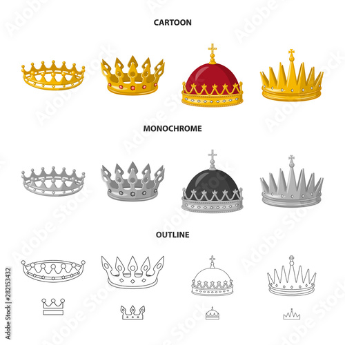 Vector design of medieval and nobility symbol. Collection of medieval and monarchy stock vector illustration.