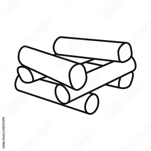 Vector illustration of log and firewood symbol. Set of log and trunk stock symbol for web.