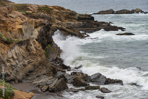 High surf and crashing waves on the Pacific Coast at Sea Ranch, CA