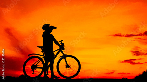Wallpaper Mural silhouette of cyclist on background of sunset Torontodigital.ca