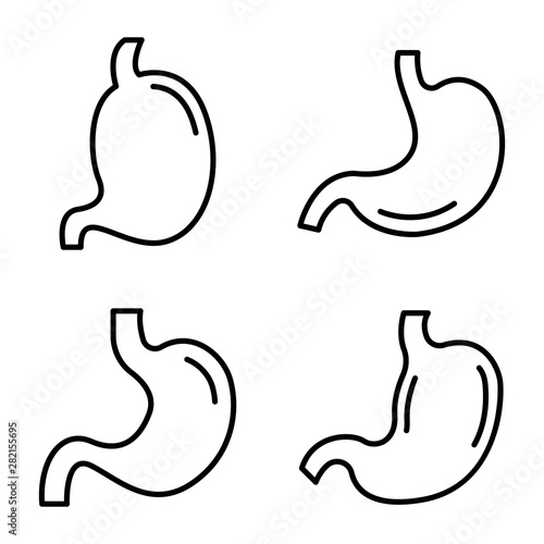 Stomach icons set. Outline set of stomach vector icons for web design isolated on white background