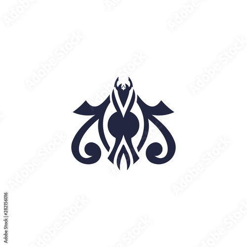 beetle with tribal tattoo logo vector design template