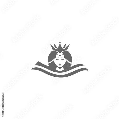 Vector logo design template for a beautiful woman's face profile in purple and green flower leaves. Abstract design concepts for beauty salons, massages, cosmetics and spas