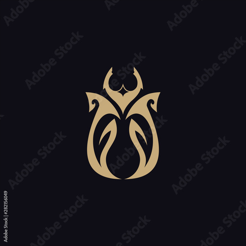 beetle with tribal tattoo logo vector design template