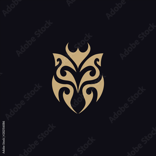 beetle with tribal tattoo logo vector design template