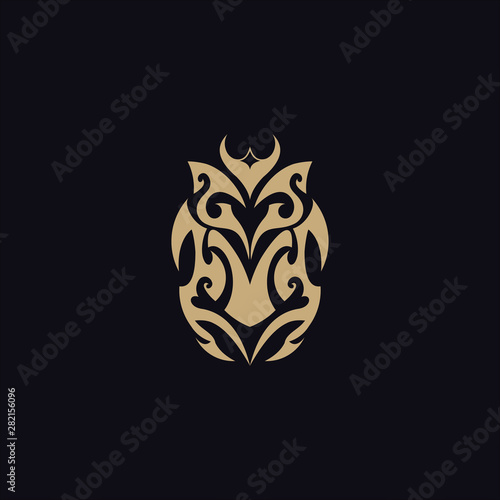 beetle with tribal tattoo logo vector design template
