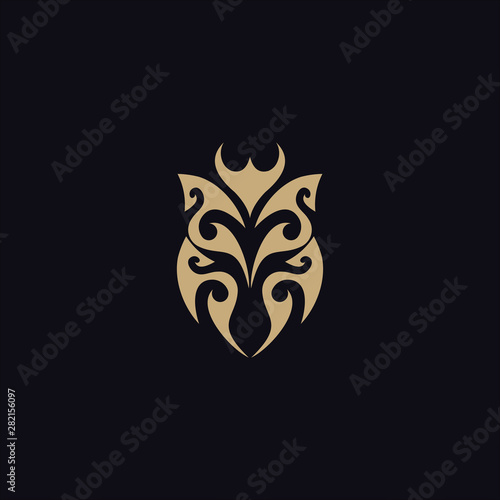 beetle with tribal tattoo logo vector design template