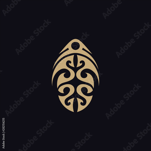 beetle with tribal tattoo logo vector design template