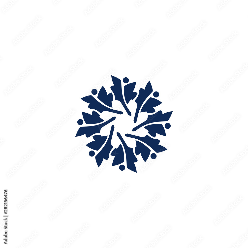 leaves by forming a community of people logo vector design template leaves by forming a community of people logo vector design template