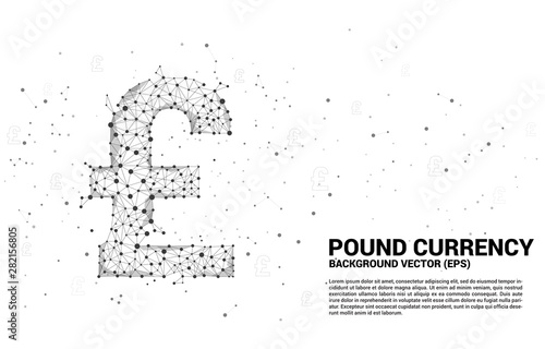 Vector money pound sterling currency icon from Polygon dot connect line. Concept for british financial network connection.