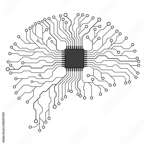 Brain Concept illustration. Circuit board printed circuit board. Vector