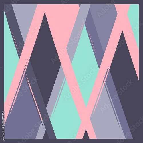 Silk scarf with a geometric pattern abstract design background colorful pastel colors. Square vector
