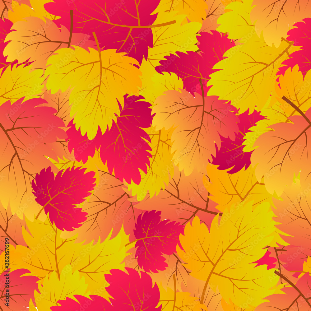 Fototapeta premium Autumn seamless background with maple leaves