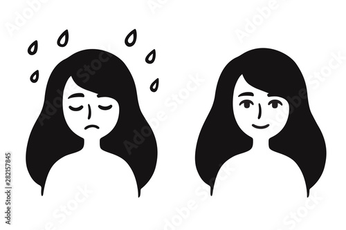 Depressed girl drawing