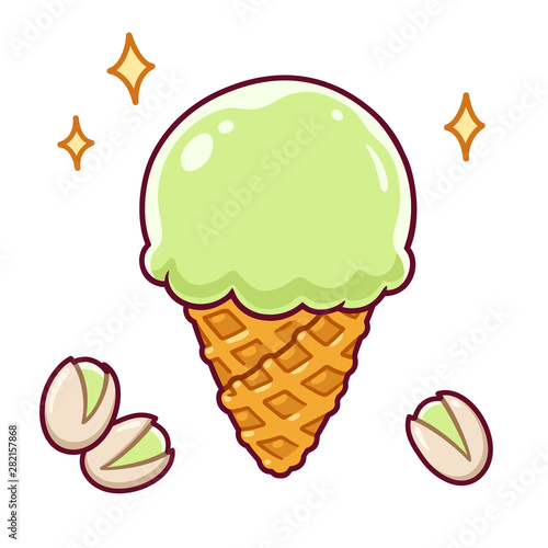 Cartoon pistachio ice cream