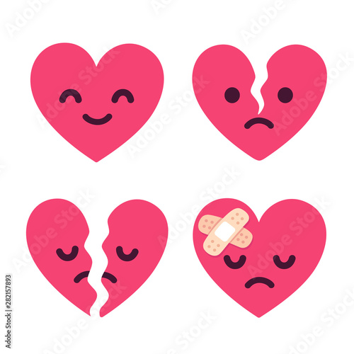 Cartoon broken heart set