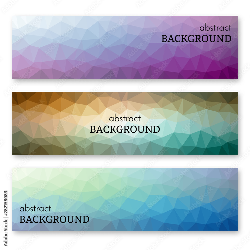 Naklejka premium Set of three banners in low poly art style