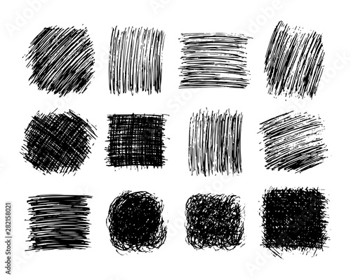 Squares hand drawn scribble big set