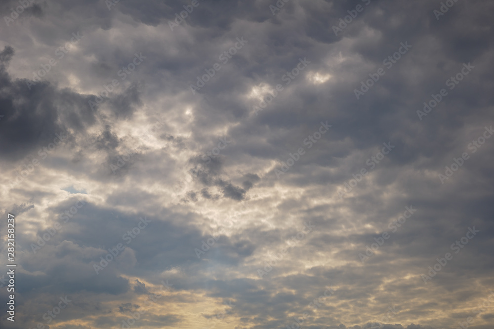 Beautiful sunny view of deep blue sky and Altocumulus cloud. 