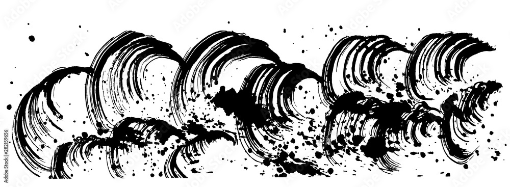 波しぶき 毛筆イラスト 手書き Stock ベクター Adobe Stock
