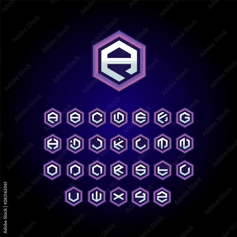 modern simple e sports template font, gaming font logo and poster element,  hexagonal form lettering alphabet. modern style. initials e sports logo  design Stock Vector | Adobe Stock
