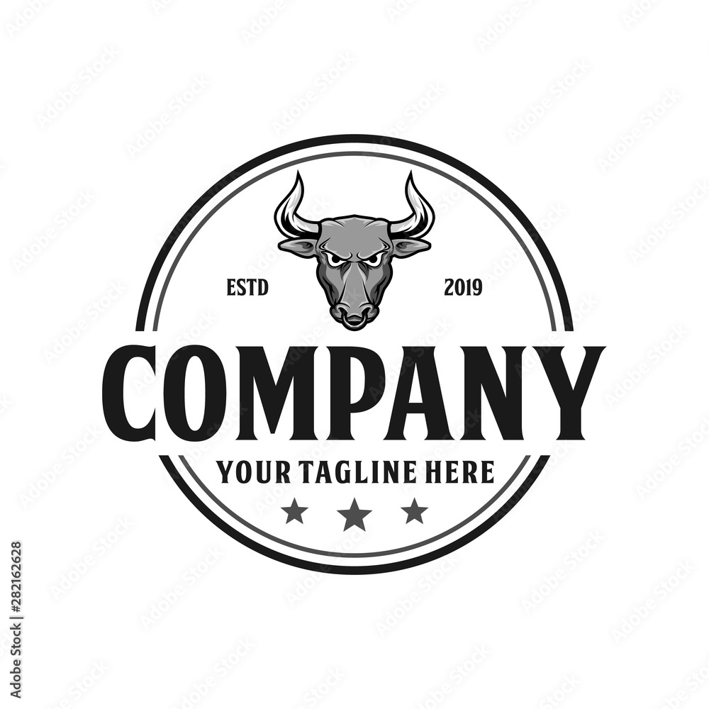 Obraz premium Bull head badge vintage logo design. Mascot logo
