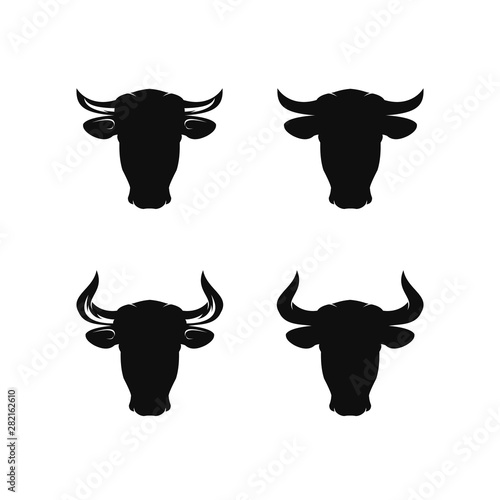 Set of cow / bul head silhouette logo design