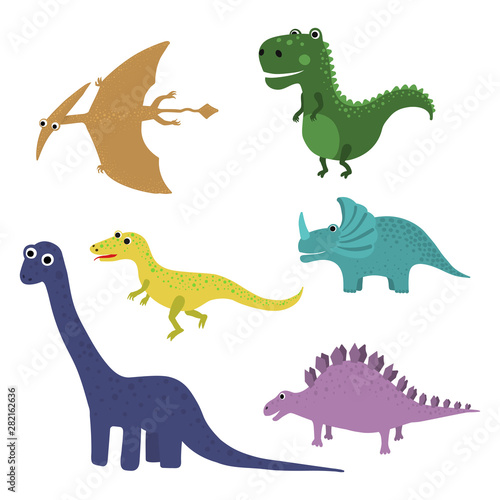 Cute vector dinosaurs isolated on white background. © Sergey