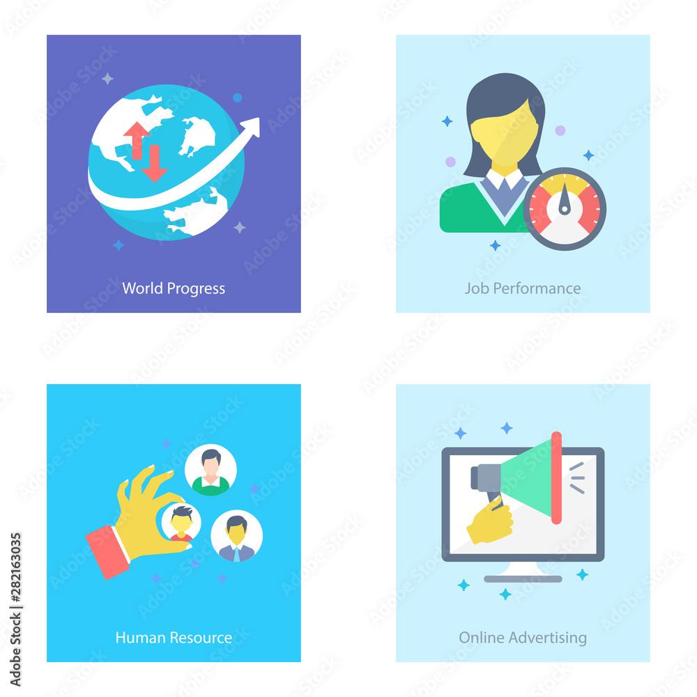 Advertisement and Business Flat Icons 