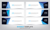 set of six abstract blue web banner templates, vector illustration