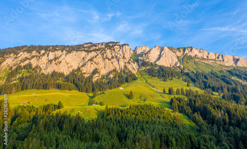 Fototapeta Naklejka Na Ścianę i Meble -  Mountains of the Swiss Alps at sunset