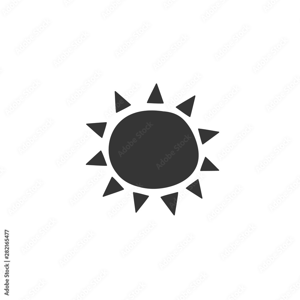 Vector drawing of the sun in the style of a doodle. A symbol of sunny weather. Illustration by hand
