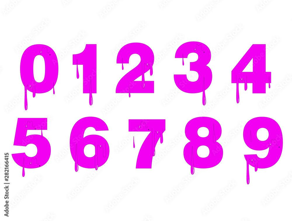 Card for learning numbers. Number 1-10. numbers with the spill paint Card for learning numbers. Number 1-10. numbers with the spill paint