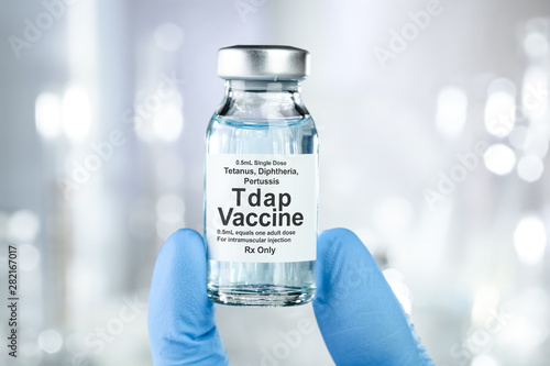 Small drug vial with Tdap vaccine
