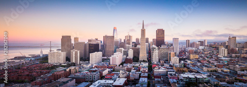 Canvas Print Aerial View of San Francisco Skyline at Sunset