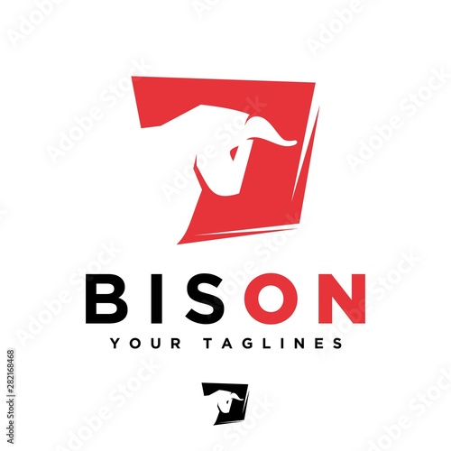 Simple minimalist bison silhouette vector logo