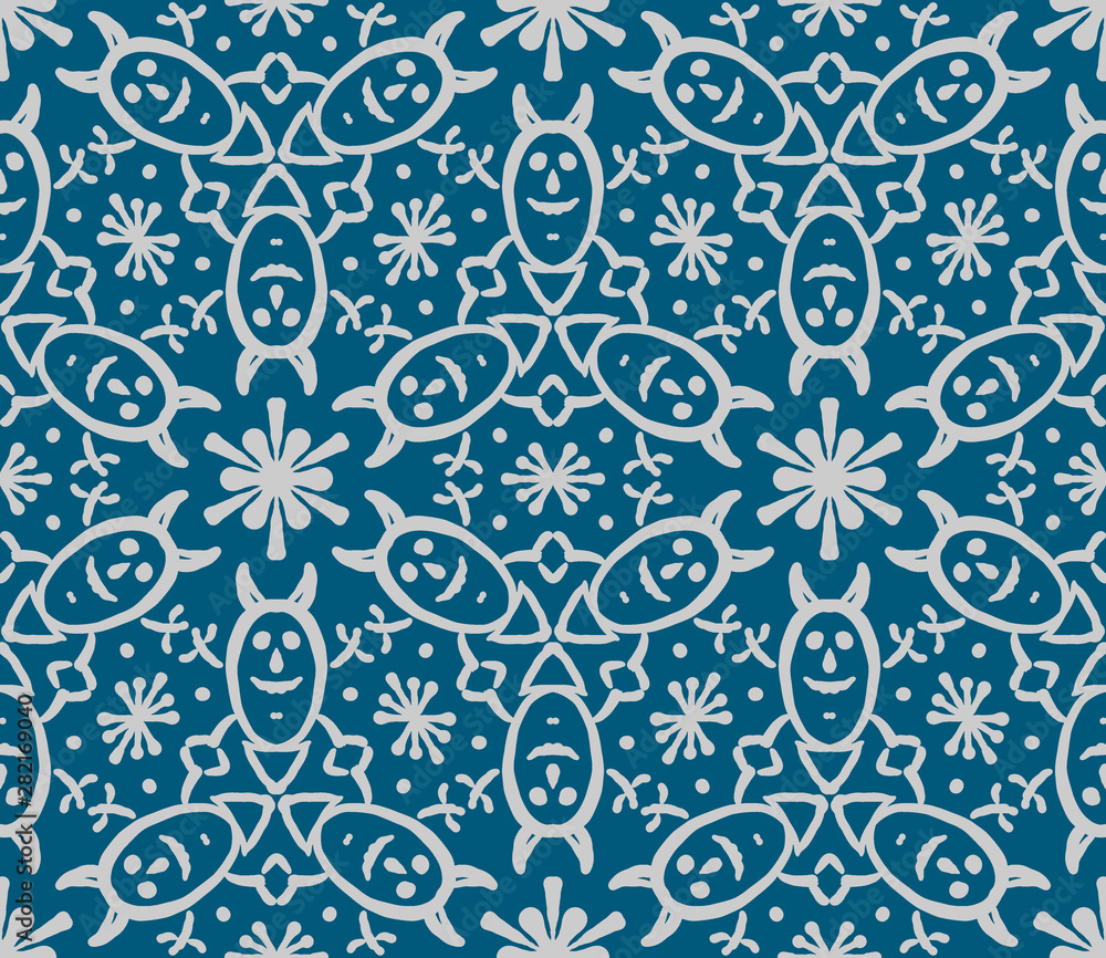 Fototapeta premium Little devil - stylized hand drawn seamless pattern