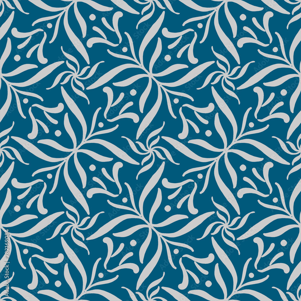 Leafs seamless hand drawn pattern tile
