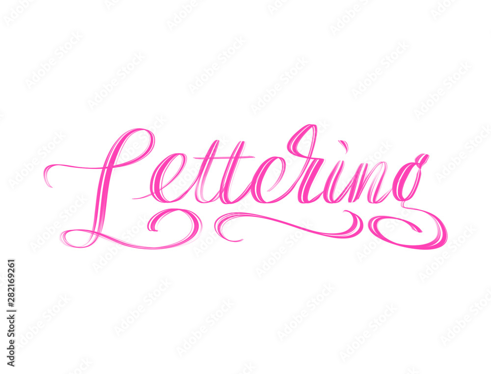 The word Lettering written in script on white background