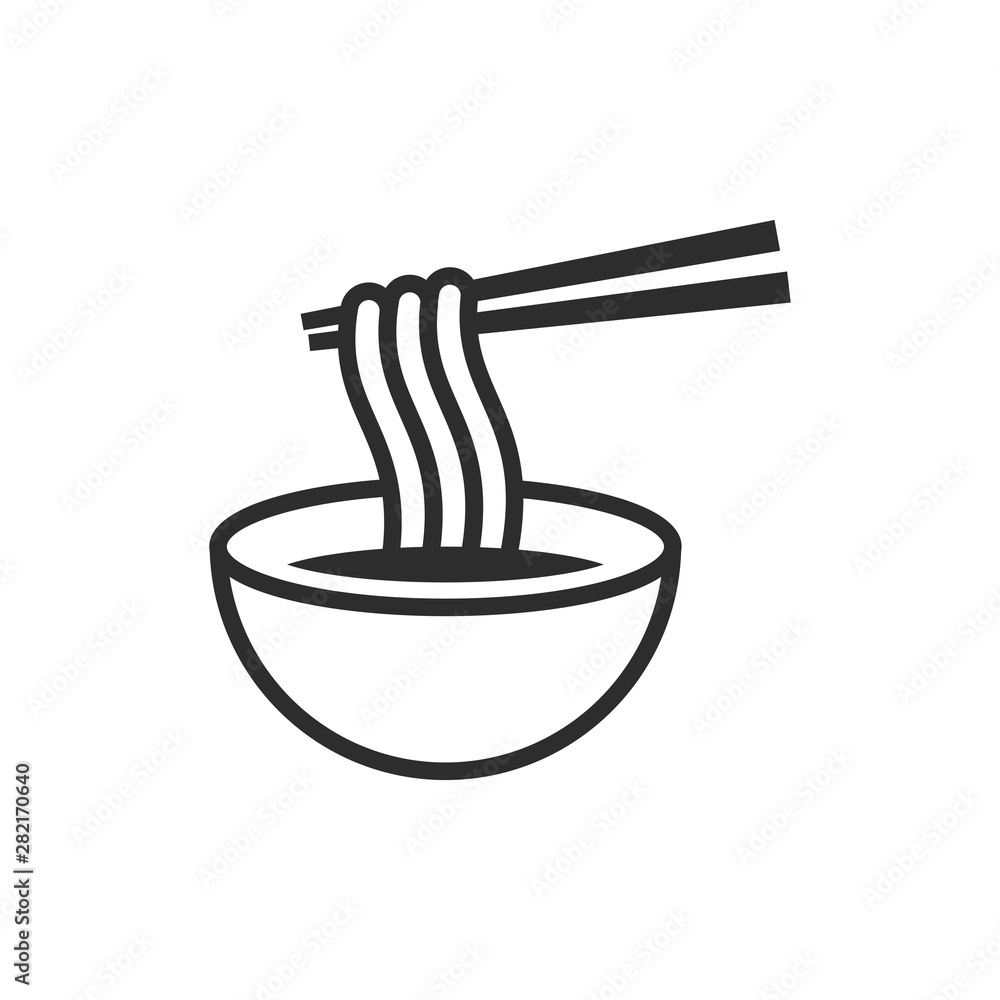 Noodle Bowl in Black and White Color Food Logo Vector Noodle Bowl in Black and White Color Food Logo Vector