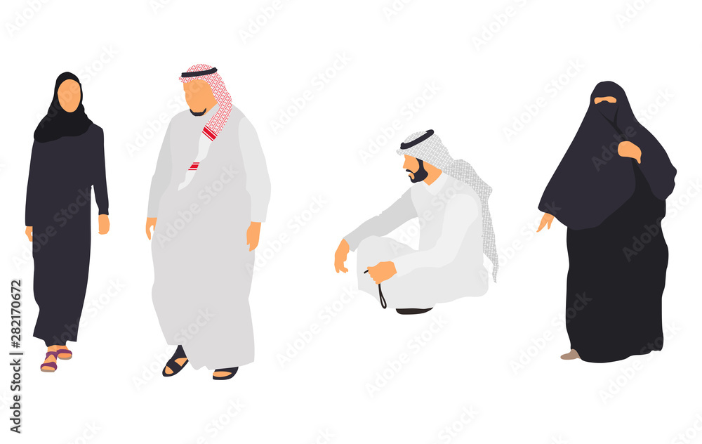 Obraz premium Arab people isolated characters. Flat illustration set - Vector