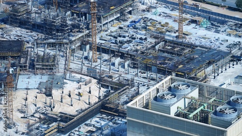 Aerial view on construction area