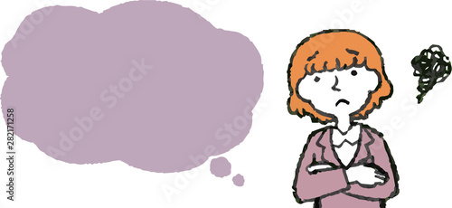 Illustration of a Upper body of Business woman face and pose with Speech Balloon