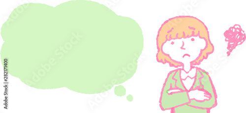 Illustration of a Upper body of Business woman face and pose with Speech Balloon