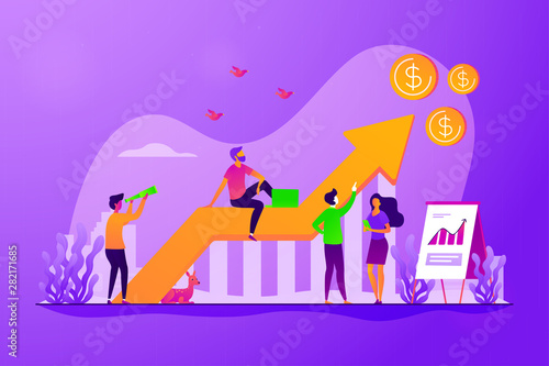 Business strategy, financial analytics. Profit increasing. Sales growth, sales manager, accounting, sales promotion and operations concept. Vector isolated concept creative illustration