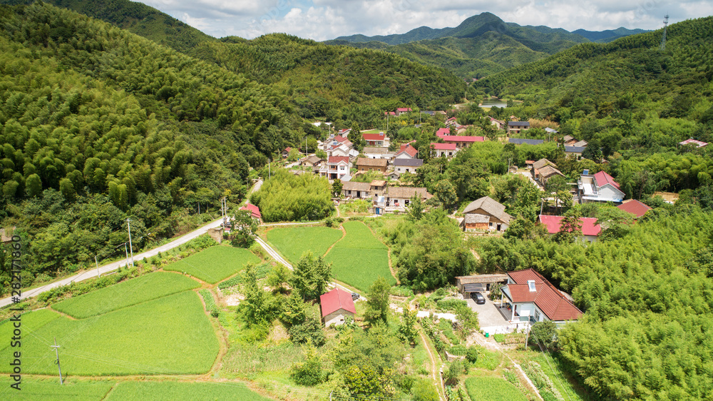 Aerial photo shows rural pastoral scenery of ningguo city, xuancheng city, anhui province, China