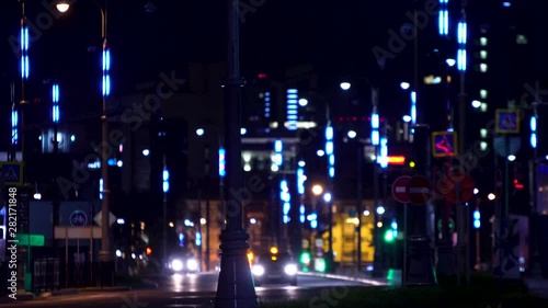 Wallpaper Mural Futuristic city highway lights at night. Stock footage. Modern lighting with lanterns roads of metropolis at night. Futuristic lighting night highway creates impression of city of future Torontodigital.ca