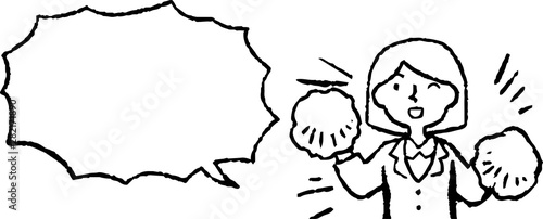 Upper body of Business woman face and pose with Speech Balloon