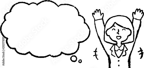 Upper body of Business woman face and pose with Speech Balloon